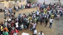 There were long queues at some polling stations, like this one in Accra