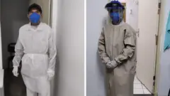 Antônio Soares com roupa especial para tratar pacientes de coronavírus