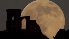 "القمر الذئب" فوق شيشاير، المملكة المتحدة