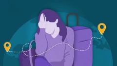 Ilustração de mulher com mão na cabeça, que está abaixada