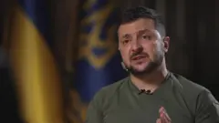 Ukraine's President Zelensky speaks with the BBC's John Simpson