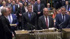 MPs announcing the result of the vote