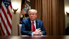 Le président Donald Trump lors d'une réunion avec des cadres de la santé dans la salle du Cabinet de la Maison Blanche le 14 avril 2020 à Washington