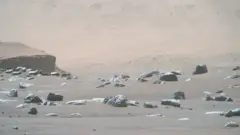 Surface of Mars from the Perserverance on 24 February 2021 (Sol 4) at the local mean solar time of 14:09:36.