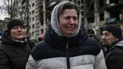 A woman crying