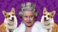 Queen Elizabeth II with two corgis