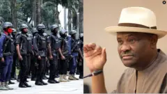 Aworan Gomina Wike atawọn agbofinro kan