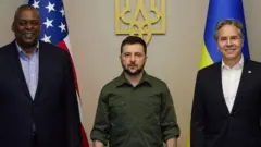 Ukrainian President Zelensky with Secretaries Austin and Blinken