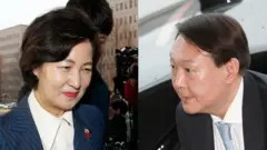 추미애 법무부 장관(왼쪽)과 윤석열 검찰총장