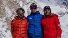left to right: Ali Sadpara, Jon Snorri and Sajjid Sadpara