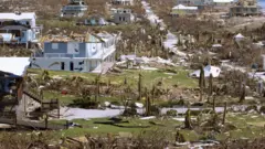 Damaged homes in Hope Town, Bahamas