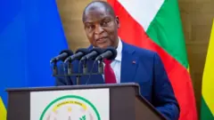 Perezida Touadera mu kiganiro n'abanyamakuru i Kigali kuwa kane tariki 05/08/2021