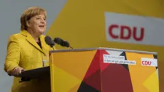 Angela Merkel, bei einer Wahlkundgebung in der Stadt Freiburg.