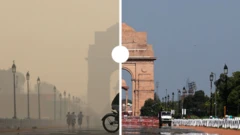 Foto de antes y después del Monumento "Puerta de la India"