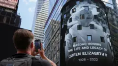 A billboard in Times Square, New York, pays tribute to the Queen