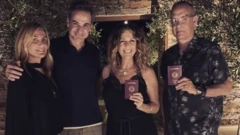 Tom Hanks and Rita Wilson pictured with Greece's prime minister and his wife