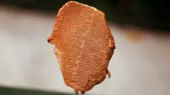 Gilgamesh Dream Tablet on display at the Iraqi foreign ministry in Baghdad, Iraq (7 December 2021)