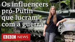 influenciadora posa para foto na frente de tanque de guerra