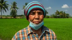 Bunchuay Somsuk in a rice field in Suphanburi, Thailand