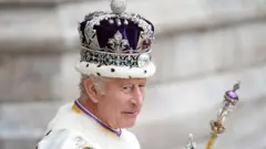 King Charles leaves Westminster Abbey
