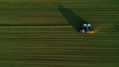 Aerial view of a tractor in Belgium