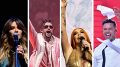 Montaje de fotos de Kany García, Bad Bunny, Ivy Queen y Ricky Martin.