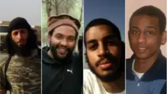 Mohammed Emwazi, Aine Davis, Alexanda Kotey ati El Shafee Elsheikh