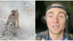 Joven y un puma