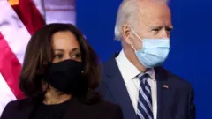 Vice-President-elect Kamala Harris and President-elect Joe Biden (file pic 10 Nov)