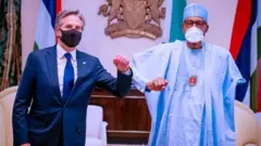 Akọwe ilẹ Amẹrika, Anthony Bliken pẹlu Aarẹ Muhammadu Buhari