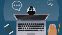 Naslovna ilustracija sa laptopom i maskiranom osobom