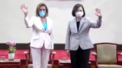 U.S. House of Representatives Speaker Nancy Pelosi attends a meeting with Taiwan President Tsai Ing-wen