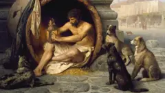 "Diógenes sentado en su barril" de Jean-Léon Gérôme (1860).