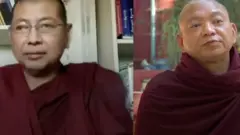 พระเมียนมาผู้เห็นด้วยและต่อต้านรัฐประหาร