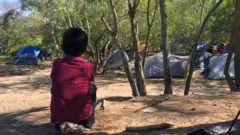 Campamento de migrantes en Tamaulipas.