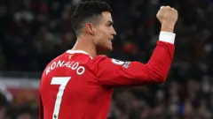 Manchester United's Cristiano Ronaldo celebrates scoring against Arsenal in the Premier League