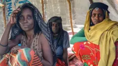 Women seen in a camp for internally displaced persons in Afar region
