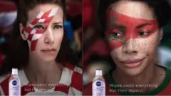 صور لمشجعة مغربية وأخرى كرواتية في حملة دعائية لشركة نيفيا