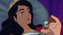 Cartoon of Sleeping beauty with an engagement ring