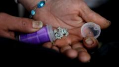 Un hombre muestra su fentanilo