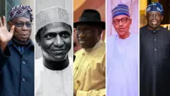 Olusegun Obasanjo, Umaru Musa Yar'Adua, Goodluck Jonathan, Muhammadu Buhari, and Bola Tinubu