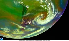Imagem de satélite da Nasa mostra o ciclone extratropical de 10 de dezembro de 2025 visto do espaço