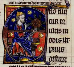 Aristóteles. De: Commentarium magnum Averrois nos livros De Anima de Aristotelis, século XIII. Encontrado na coleção da Biblioteca Nacional da França.