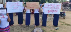 လေကြောင်းတိုက်ခိုက်မှုကို ရှုတ်ချကြောင်း ဆန္ဒဖော်ထုတ် 