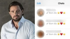 Montagem de fotos mostra Daniel Vorcaro e uma das mensagens de WhatsApp vazadas na quinta-feira (5/3)