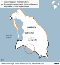 Litoral de Barbuda mostra quais áreas estão sob ameaça de incorporadoras e quais já foram arrendadas a desenvolvedores
