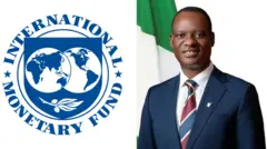 Collage of IMF logo and Nigeria's Minster of Finance, Taiwo Oyedele
