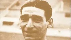 Imagem mostra o rosto do ex-jogador Anfilogino Guarisi na década de 1930