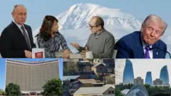 Rossiya va AQSh o‘rtasidagi raqobatni namoyish qiluvchi kollaj. 