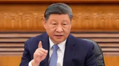 O presidente chinês, Xi Jinping, no Grande Palácio do Povo, em Pequim (China), no dia 28 de março de 2025